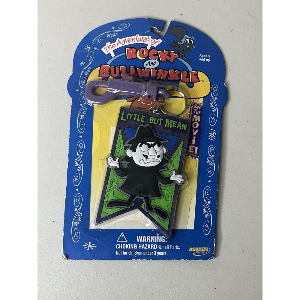 VINTAGE BORIS BADENOV KEYCHAIN ROCKY & BULLWINKLE RUSSIAN SPY "LITTLE BUT MEAN"